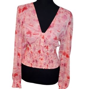 Bar III Women's Pink Floral Pullover Blouse